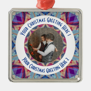 Aangepaste Kerstster Jolly Blue Fotokaart Metalen Ornament