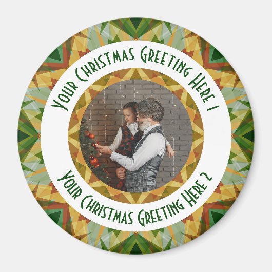 Aangepaste Kerstster Jolly Green Foto Groet Magneet (Voorkant)