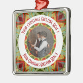 Aangepaste Kerstster Jolly Green Foto Groet Metalen Ornament (Links)