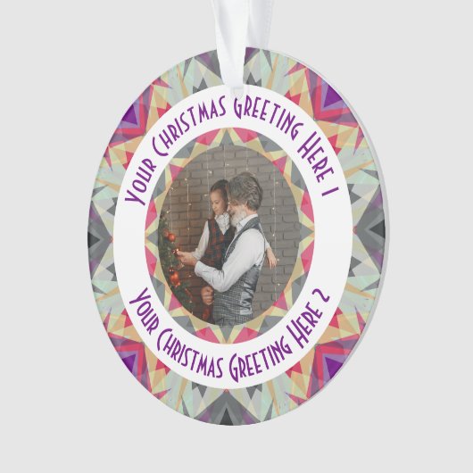 Aangepaste Kerstster Jolly Grey Fotobegroeting Ornament (voorkant)