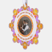 Aangepaste Kerstster Jolly Pink Fotobegroeting Ornament Kaart (Links)