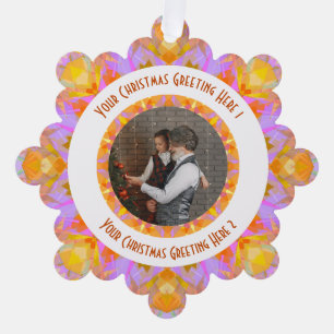 Aangepaste Kerstster Jolly Pink Fotobegroeting Ornament Kaart