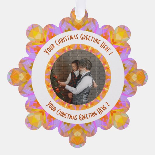 Aangepaste Kerstster Jolly Pink Fotobegroeting Ornament Kaart (Voorkant)