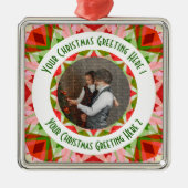 Aangepaste Kerstster Jolly Red Fotobegroeting Metalen Ornament (Voorkant)