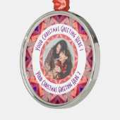 Aangepaste Kerstster Jolly Red Fun Paarse Foto Metalen Ornament (Links)