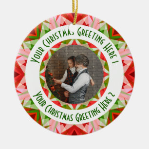 Aangepaste Kerstster Jolly Red Leuke Fotobegroetin Keramisch Ornament