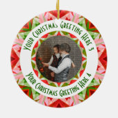 Aangepaste Kerstster Jolly Red Leuke Fotobegroetin Keramisch Ornament (Achterkant)