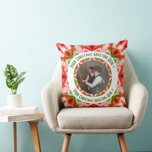 Aangepaste Kerstster Jolly Red Leuke Fotobegroetin Kussen (Stoel)