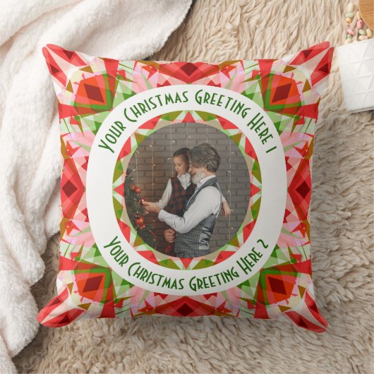 Aangepaste Kerstster Jolly Red Leuke Fotobegroetin Kussen (Deken)