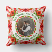 Aangepaste Kerstster Jolly Red Leuke Fotobegroetin Kussen (Achterkant)