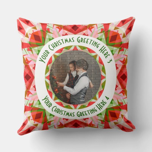 Aangepaste Kerstster Jolly Red Leuke Fotobegroetin Kussen (Achterkant)