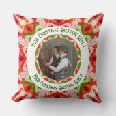 Aangepaste Kerstster Jolly Red Leuke Fotobegroetin Kussen (Voorkant)