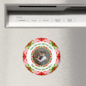 Aangepaste Kerstster Jolly Red Leuke Fotobegroetin Magneet (Insitu (Vaatwasser))