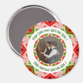 Aangepaste Kerstster Jolly Red Leuke Fotobegroetin Magneet (Voorkant / Achterkant)