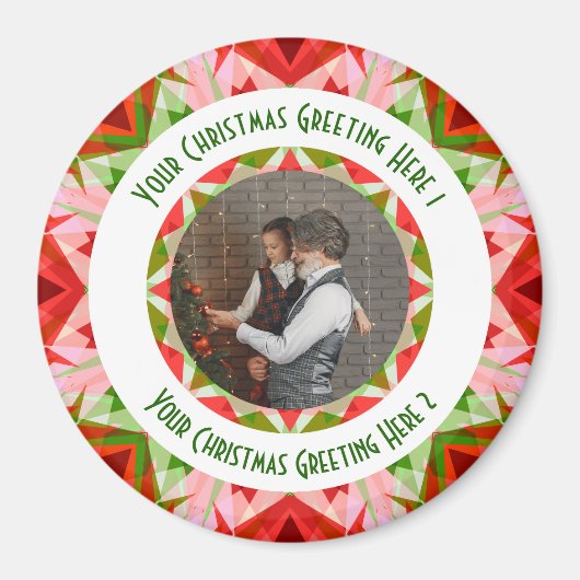 Aangepaste Kerstster Jolly Red Leuke Fotobegroetin Magneet (Voorkant)