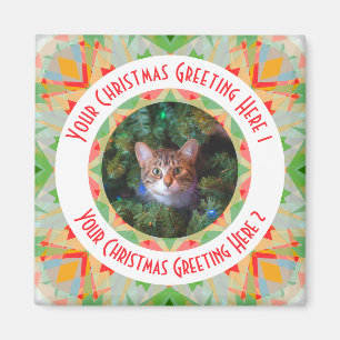 Aangepaste Kerstster Merry Green Jolly Red Yellow Magneet