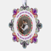 Aangepaste Kerstster Moderne Grijze Foto Groet Ornament Kaart (Links)