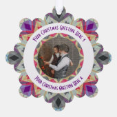 Aangepaste Kerstster Moderne Grijze Foto Groet Ornament Kaart (Achterkant)