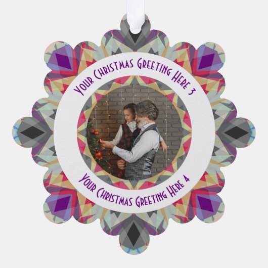 Aangepaste Kerstster Moderne Grijze Foto Groet Ornament Kaart (Achterkant)