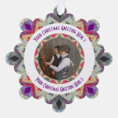 Aangepaste Kerstster Moderne Grijze Foto Groet Ornament Kaart (Voorkant)