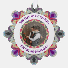 Aangepaste Kerstster Moderne Grijze Foto Groet Ornament Kaart