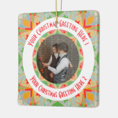 Aangepaste Kerstster Vrolijk Groen Foto Groet Keramisch Ornament (Links)