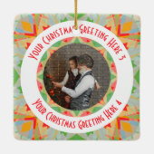 Aangepaste Kerstster Vrolijk Groen Foto Groet Keramisch Ornament (Achterkant)