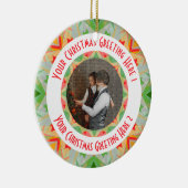 Aangepaste Kerstster Vrolijk Groen Foto Groet Keramisch Ornament (Rechts)