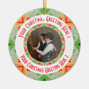 Aangepaste Kerstster Vrolijk Groen Foto Groet Keramisch Ornament