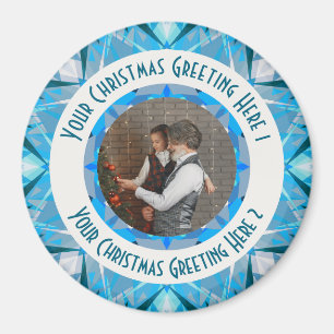 Aangepaste Kerstster Winter Blauwe Foto Groet Magneet