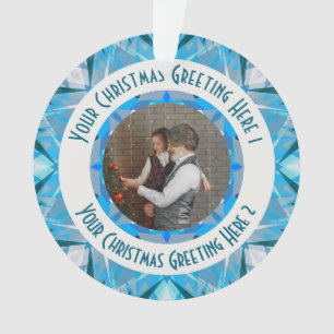 Aangepaste Kerstster Winter Blauwe Foto Groet Ornament