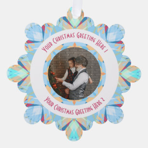 Aangepaste Kerstster Winter Blauwe Foto Groet Ornament Kaart