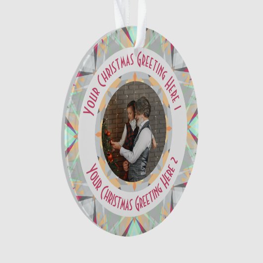 Aangepaste Kerstster Winter Grey Fotogroet Ornament (voorkant)