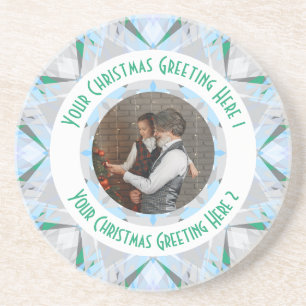 Aangepaste Kerstster Winter Grey Fotogroet Zandsteen Onderzetter