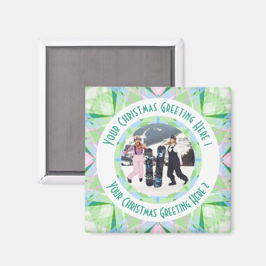 Aangepaste Kerstster Winter Groene Foto Groet Magneet (Voorkant / Achterkant)