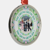 Aangepaste Kerstster Winter Groene Foto Groet Metalen Ornament (Rechts)