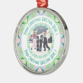 Aangepaste Kerstster Winter Groene Foto Groet Metalen Ornament (Links)