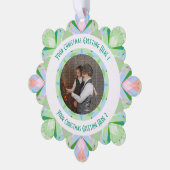 Aangepaste Kerstster Winter Groene Foto Groet Ornament Kaart (Links)