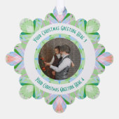 Aangepaste Kerstster Winter Groene Foto Groet Ornament Kaart (Achterkant)