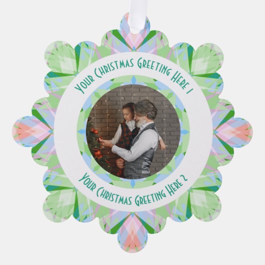Aangepaste Kerstster Winter Groene Foto Groet Ornament Kaart (Voorkant)