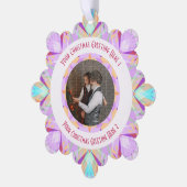 Aangepaste Kerstster Winter Paarse Foto Groet Ornament Kaart (Links)