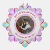 Aangepaste Kerstster Winter Paarse Foto Groet Ornament Kaart (Achterkant)