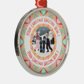 Aangepaste Kerstster Winter Rode Foto Groet Metalen Ornament (Rechts)