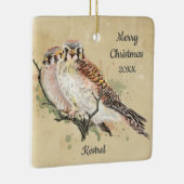 Aangepaste kersttasje met Waterverf, valk Keramisch Ornament (Rechts)