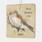 Aangepaste kersttasje met Waterverf, valk Keramisch Ornament (Links)