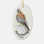 Aangepaste kersttasje met Waterverf, valk Keramisch Ornament (Rechts)