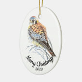 Aangepaste kersttasje met Waterverf, valk Keramisch Ornament (Links)
