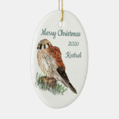 Aangepaste kersttasje met Waterverf, valk Keramisch Ornament (Rechts)