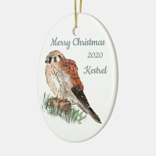 Aangepaste kersttasje met Waterverf, valk Keramisch Ornament (Links)