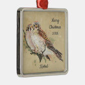 Aangepaste kersttasje met Waterverf, valk Metalen Ornament (Rechts)